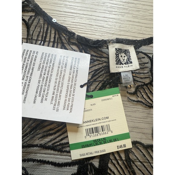 Anne Klein NWT Oversized Sheer‎ Sequin Cardigan Sz L/XL MSRP $149. Party Holiday - Picture 4 of 10